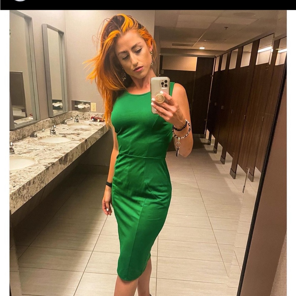 Green Mod Wiggle Dress, Unique Vintage